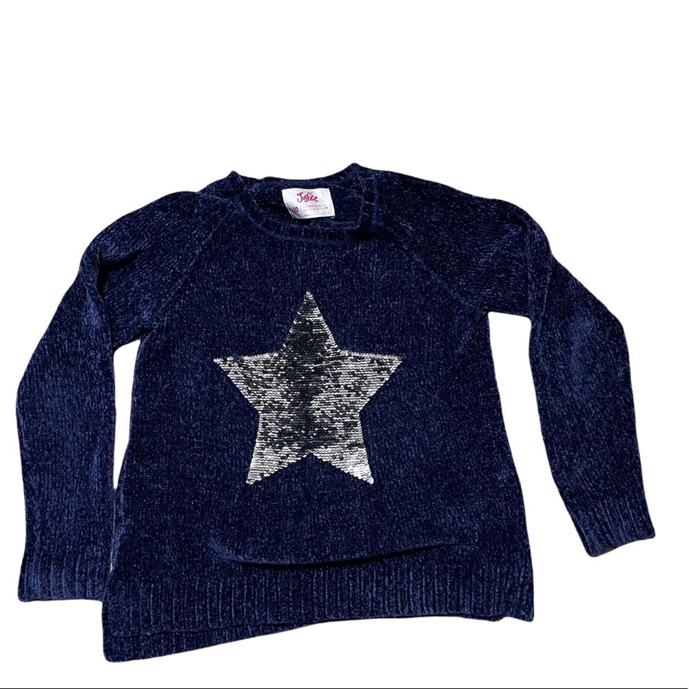 Navy blue sequin star sweater size 10 Great condition